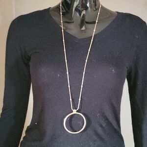 Long Gold Fashion Jewelry Necklace and Earring Set.